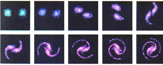 Klikni za povećanje simulacija nastanka spiralnih galaksija