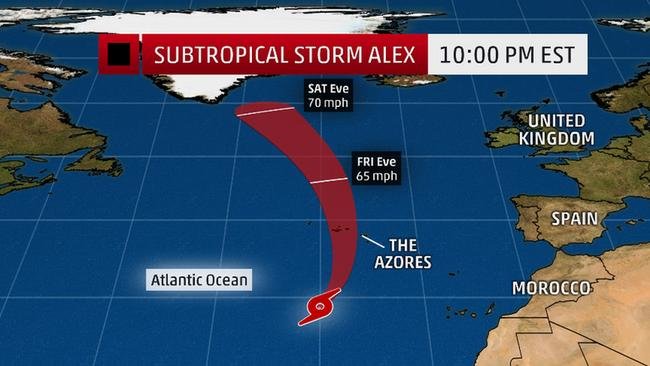 U siječnju rijetka tropska oluja formira se u Atlantiku