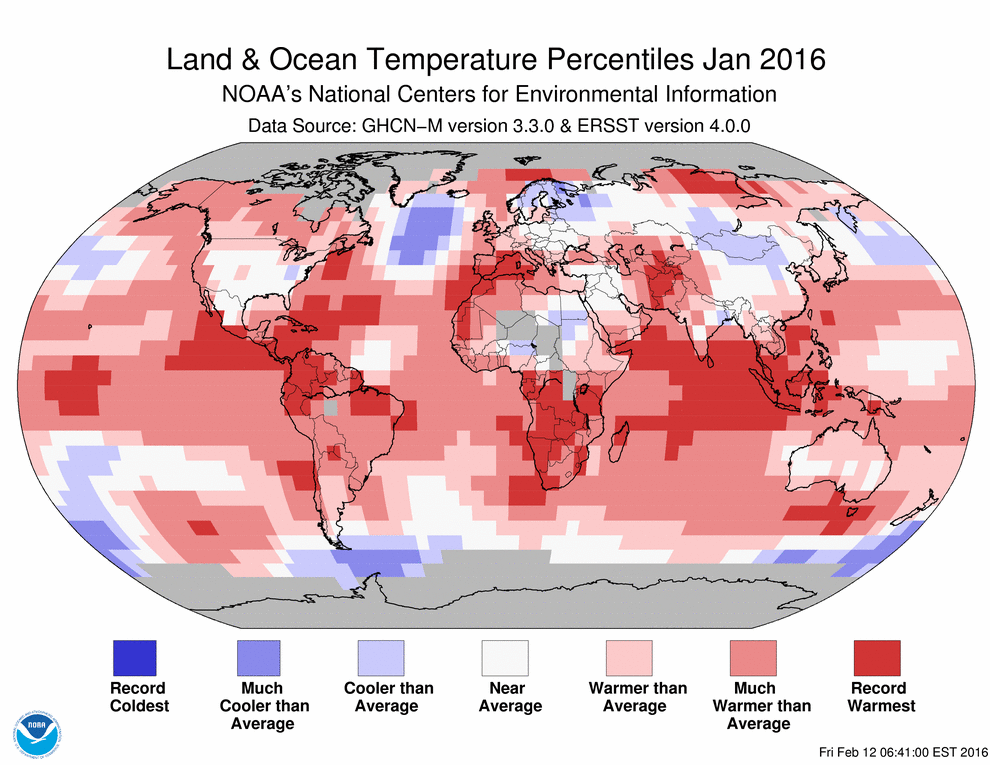 Januar 2016: Najtopliji januar na Zemlji u povijesti temperaturnih mjerenja