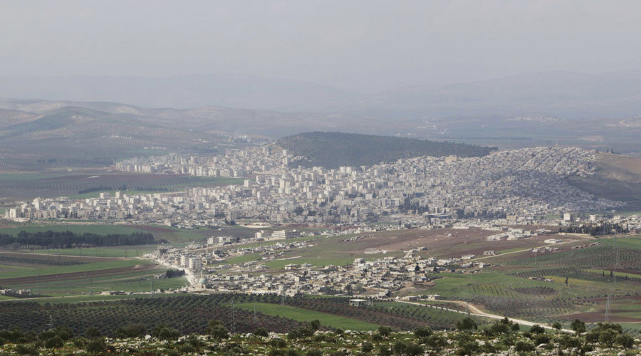 A general view shows the Kurdish city of Afrin, in Aleppo's countryside