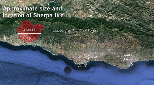 Divlji požar izvan kontrole u Santa Barbari, Kalifornija