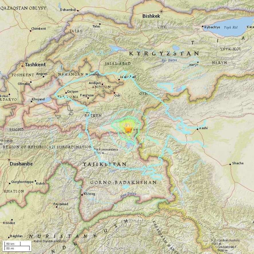 Južni Kirgistan pogodio zemljotres magnitude 6,3