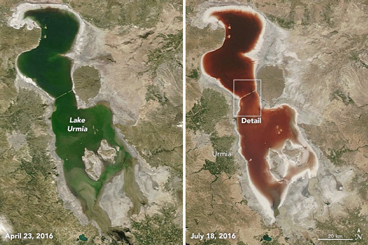 Iransko jezero Urmija postalo crveno, promjena boje uzrokovana mikroorganizmima kažu naučnici