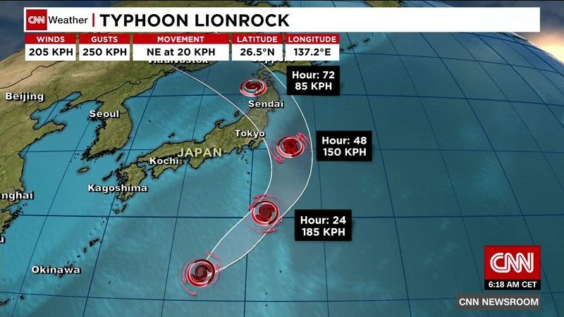 Tajfun Namtheun nova opasnost za Japan, vjetar dostiže do 180 km/h