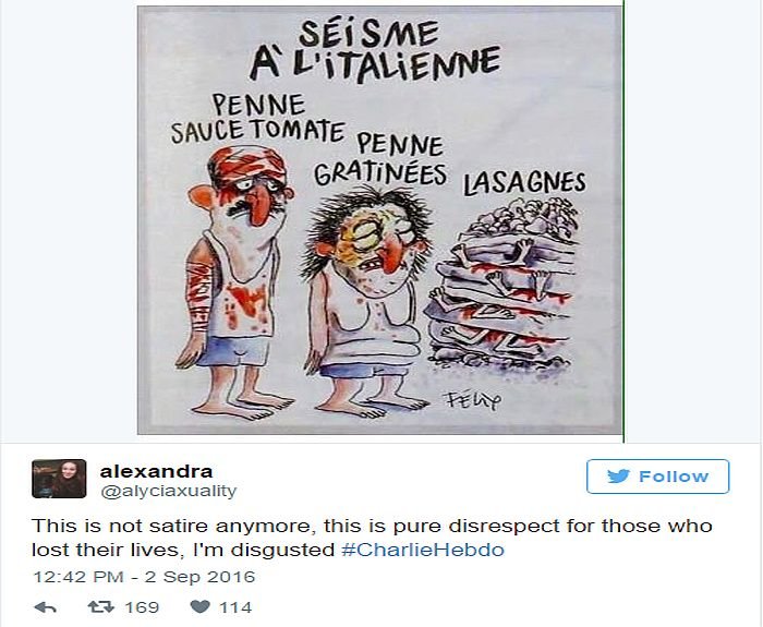 Grad Amatriče, zbog ogavne karikature žrtava zemljotresa, pokreče peticiju protiv lista Charlie Hebdoa