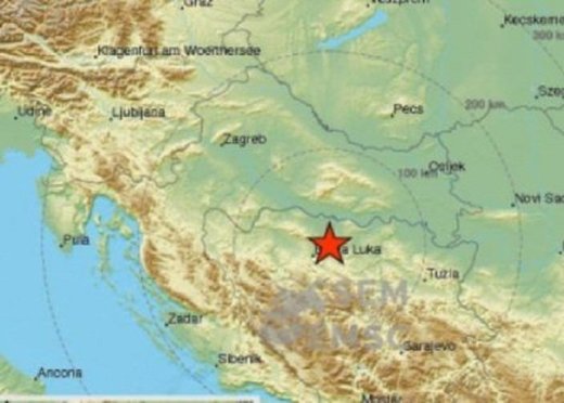 Vrlo plitak zemljotres magnitude 4,0 potresao Banja Luku
