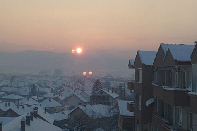 Rijedak fenomen 4 sunca u Pirotu, Srbija