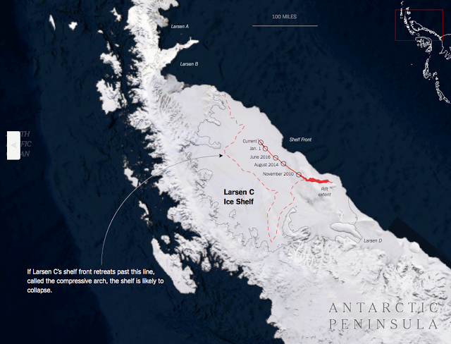 Pukotina na Antartici raste veličinom od pet nogometnih igrališta na dan