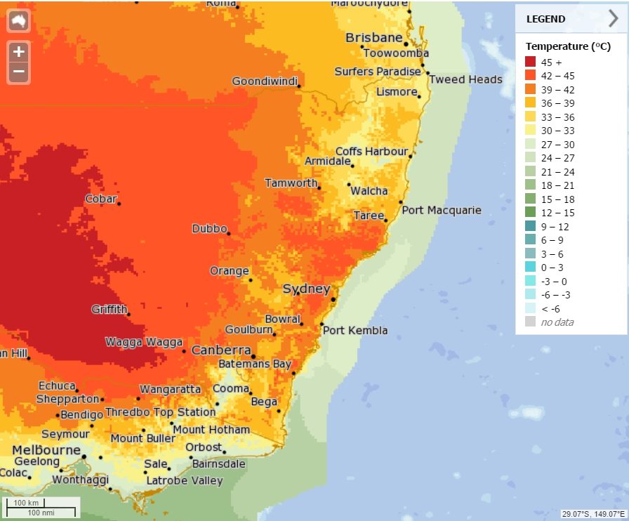 Istoča obala Australije pogođena rekordnim temperaturama tijekom toplotnog vala