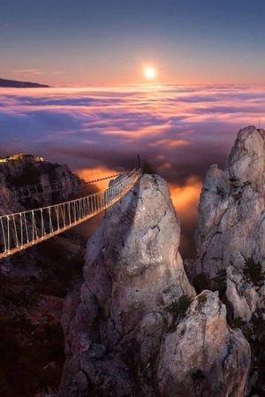 Bridge and fog