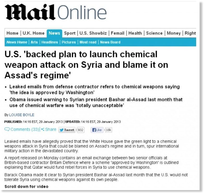 Dejli Mejl uklonio članak iz 2013. u kojem su pisali o planovima SAD za hemijski napad u Siriji i prebacivanje krivnje na Asada