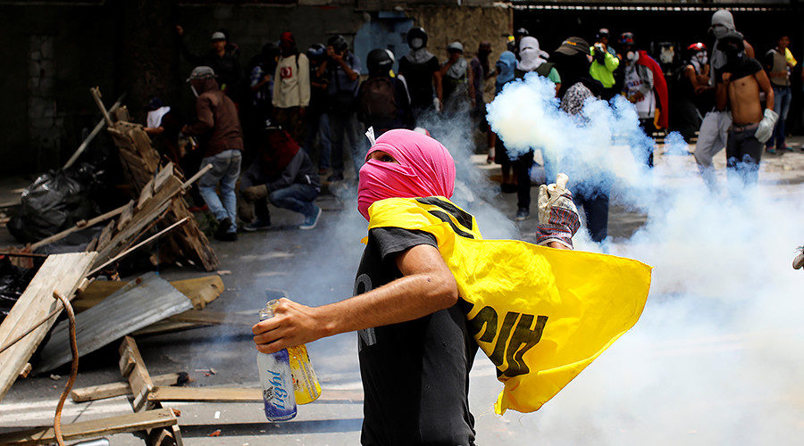 A protest against Venezuelan President Nicolas Maduro's government in Caracas, Venezuela