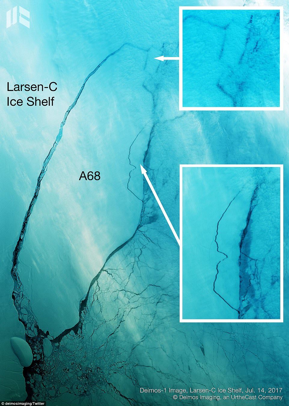 Satelitske snimke otkrivaju nastavak cijepanja velikih komada leda na Antarktiku