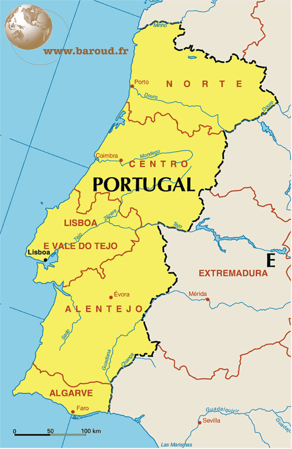 португалия на карте европы на русском языке