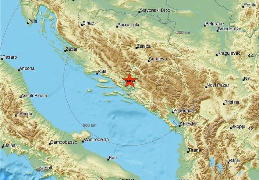 Vrlo plitak zemljotres magnitude 4,0 pogodio Hercegovinu