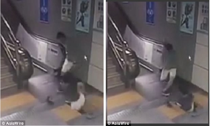 Žena propada kroz rupu u kineskom metrou