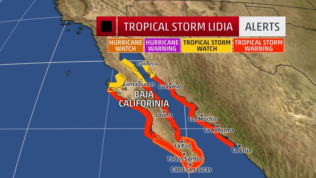 Jake vjetrove i obilne padavine donijela je oluja Lidija kada je pogodila Los Kabos u Kaliforniji