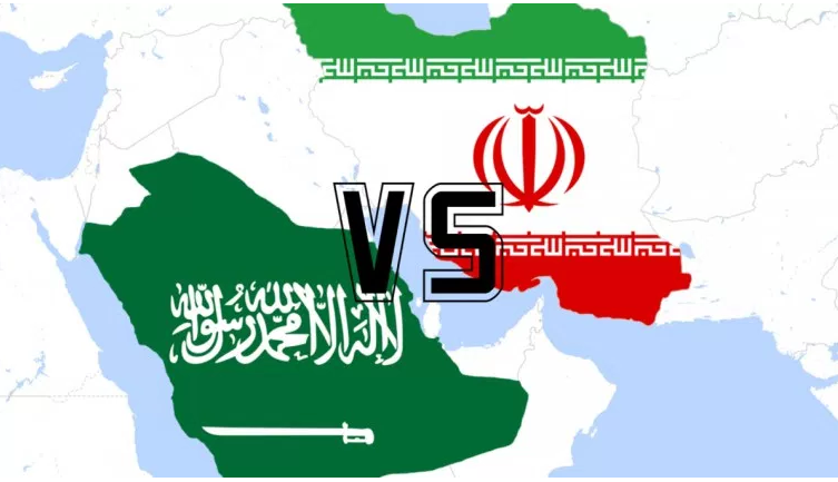 The map of Saudi Arabia and Iran