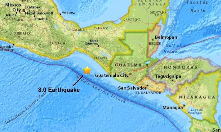 Snažan zemljotres magnitude 8,0 zabilježen blizu obala na jugu Meksika, opasnost od cunamija