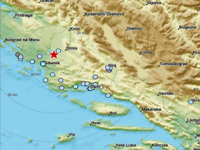 Veoma plitak potres magnitude 3.0 u okolini Šibenika