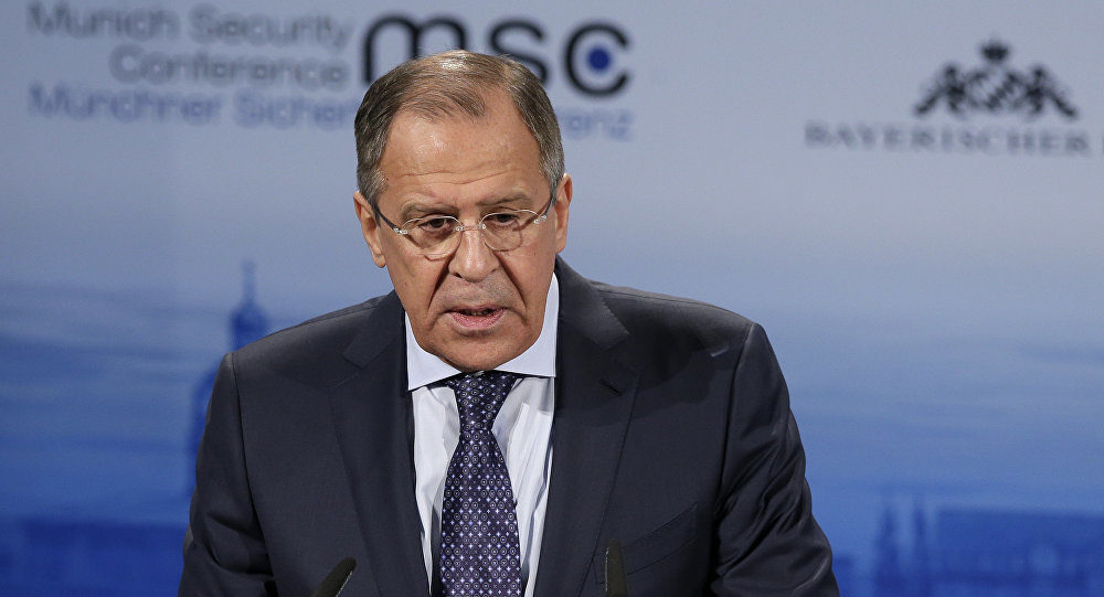 Russian Foreign Minister Sergei Lavrov talks at the Munich Security Conference in Munich, Germany, February 17, 2018