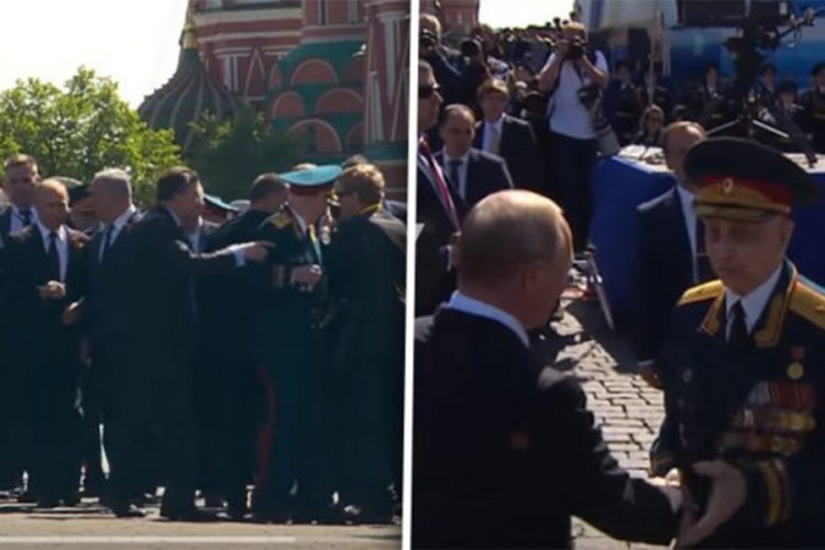 Obezbjeđenje ruskog lidera odgurnulo ratnog heroja, Putin mu prišao i pozvao da zajedno učestvuju u ceremoniji