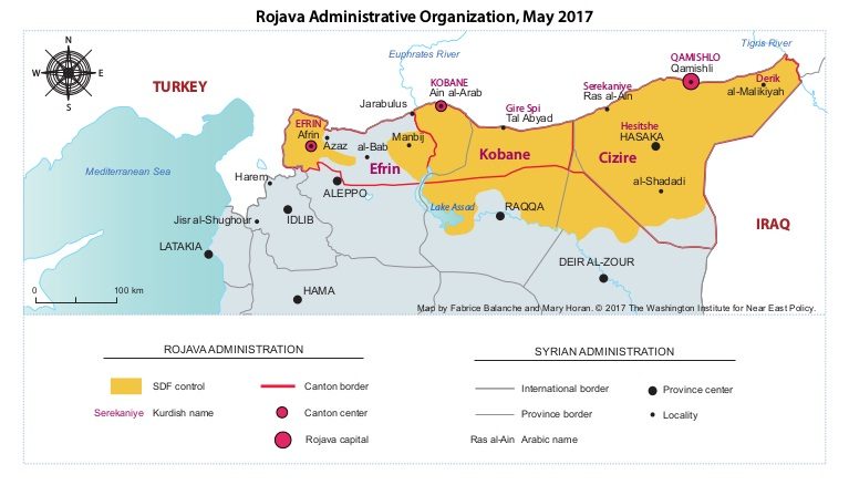 Područja pod kontrolom Kurda, maj 2017.