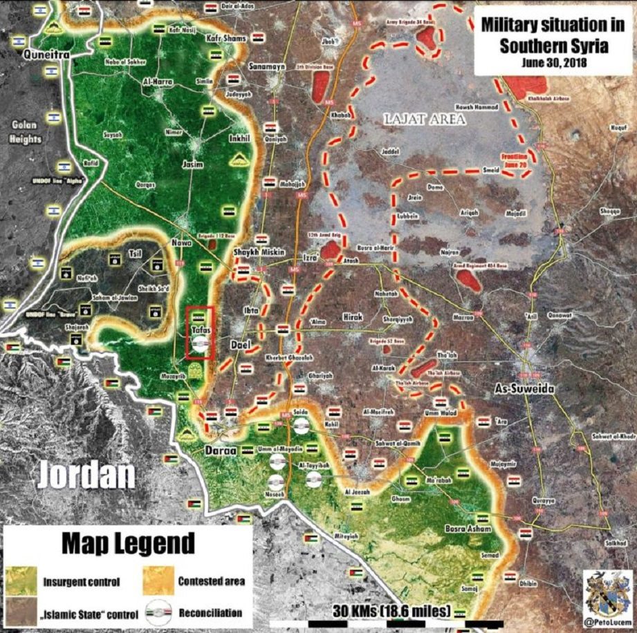 Vojna situacija na jugu Dara'e 30.06.2018.