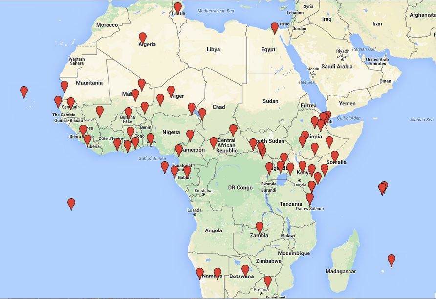 Američke vojne ispostave, lučki objekti i druga područja pristupa u Africi, 2002-2015