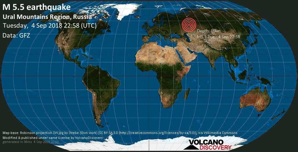 Plitak potres magnitude 5.5 pogodio područje Urala