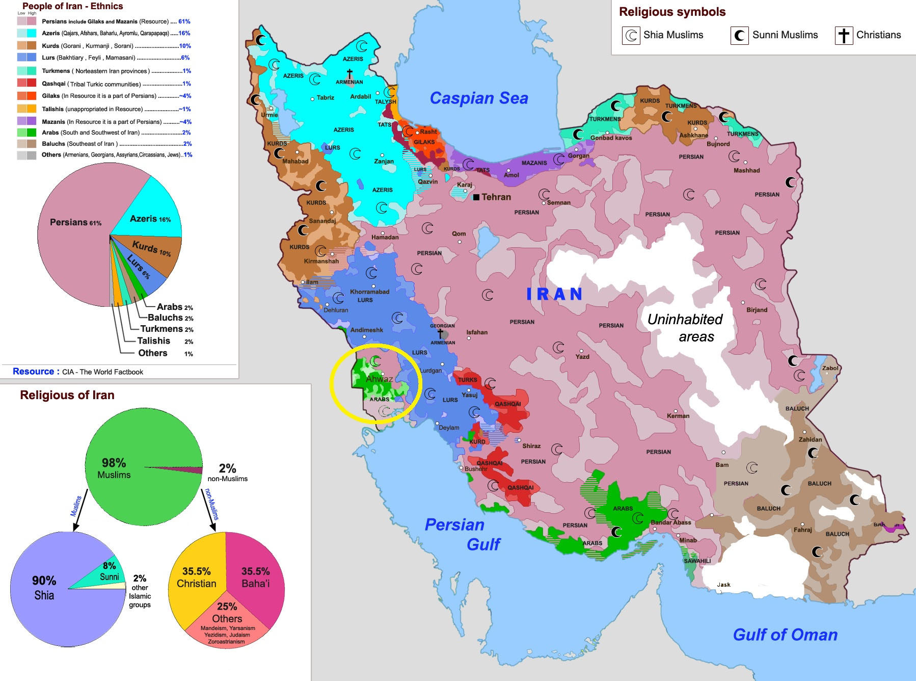 Etnoreligijska karta Irana