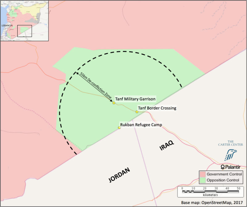 Područje kampa Al-Rukban i baze Al-Tanf na granici Sirije s Irakom i Jordanom