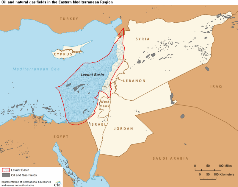 Granice Levantnog bazena ili Levantinskog bazena (US EIA)