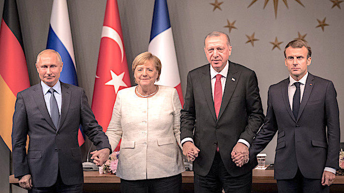 Putin, Merkel, Erdogan, Macron