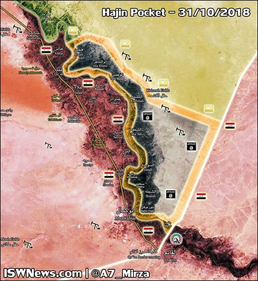 Klikni za povećanje Trenutna situacija u istočnom Deir Ez-Zoru na sirijsko-iračkoj granici