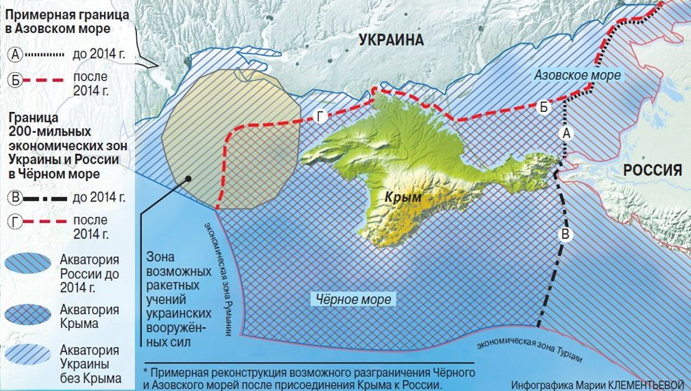 Krim i akvatorij Azovskog mora prije i poslije ujedinjenja Krima s Ruskom Federacijom