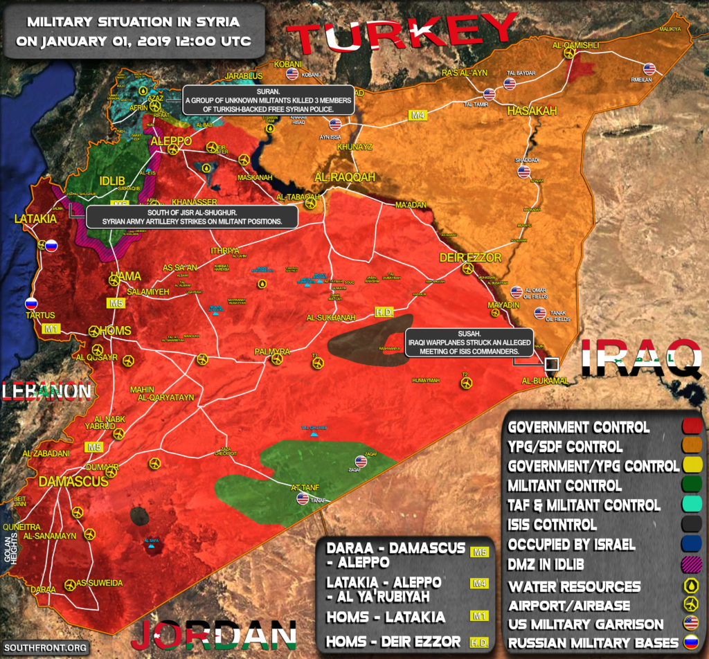 Sirija, situaciona mapa 1.1.2019