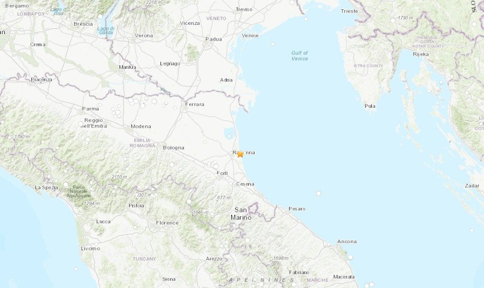 U blizini talijanske Ravenne zabilježena 3 plitka potresa