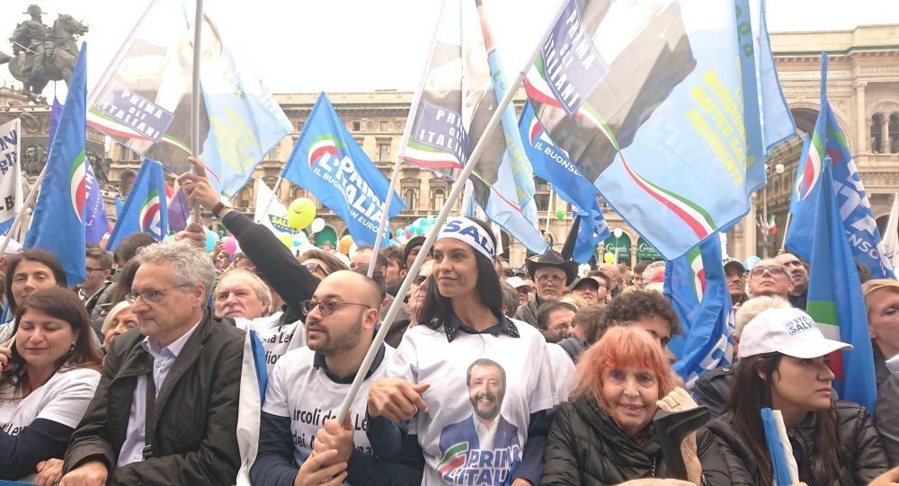 Mateo Salvini, miting u Milanu