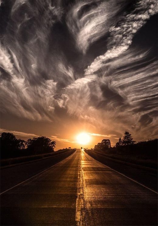 Sunset sky over Highway 30