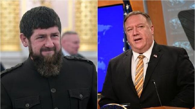 (L) Čečenski lider, Ramzan Kadirov i američki državni tajnik Mike Pompeo
