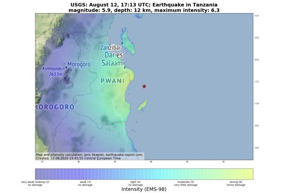 potres tanzanija
