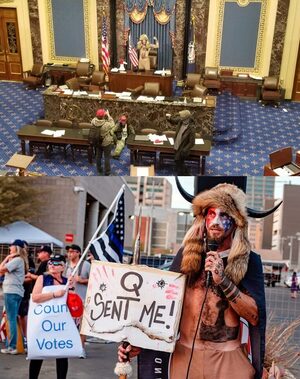 Q horns protester senate capitol