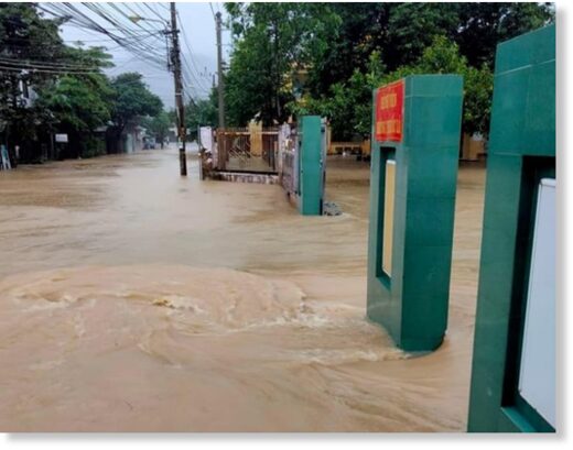 Floods in Tuy Phuoc district, Binh Dinh Province, Vietnam November 2021.