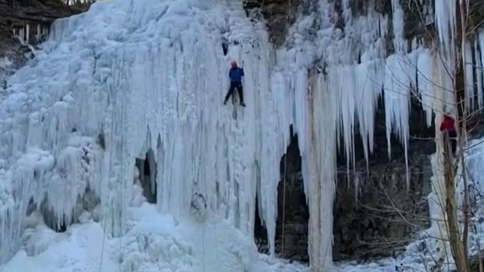 Freezing weather in Canada that brought blizzards to the Great Lakes region has created the spectacle of frozen waterfalls.