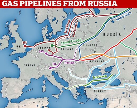 Klikni za povećanje Ruski plinovodi u Europi
