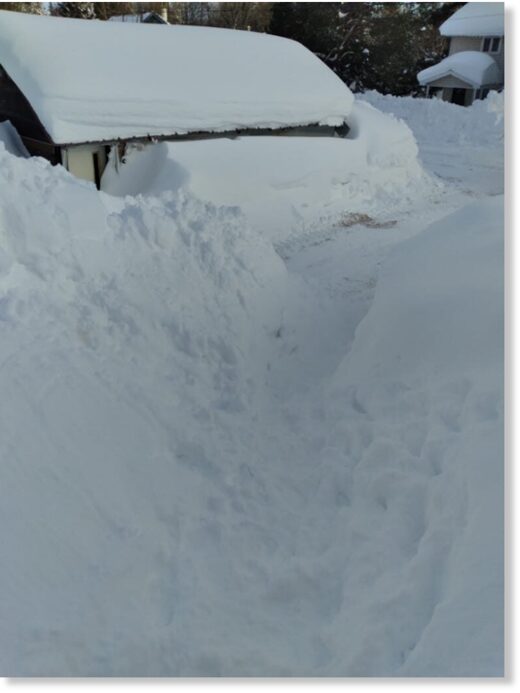 Painesdale, Mich. resident Ronnie Jackson snapped this photo of his shed, which he says is completely buried by snow following a record-breaking storm. Image provided by Ronnie Jackson.