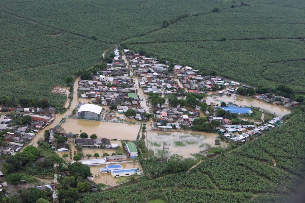 Several rivers broke their banks in Urabá sub-region of Antioquia, Colombia, early March 2022.