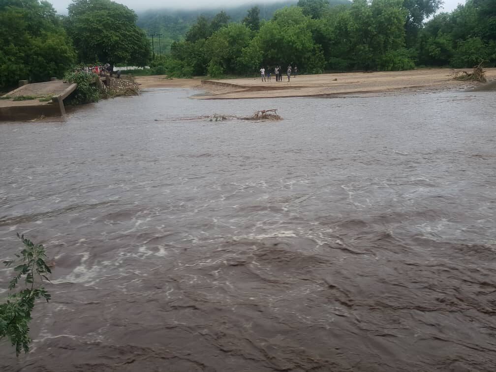 Bridge destroyed in Malawi after flooding from Cyclone Gombe, March 2022.
