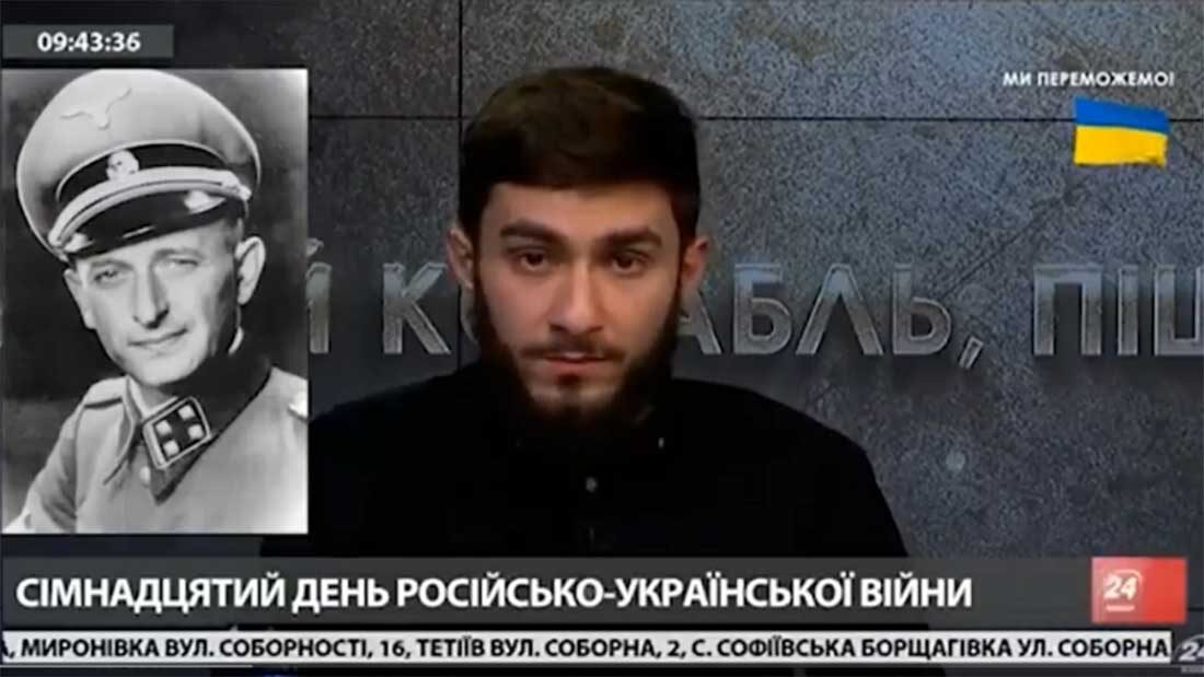 Klikni za povećanje Channel 24 presenter Fakhrudin Sharafmal cites Nazi official Eichmann